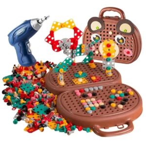 Assembly Toolbox Baby Puzzle Electric Drill Screwdriver (203 pcs) - Yellow