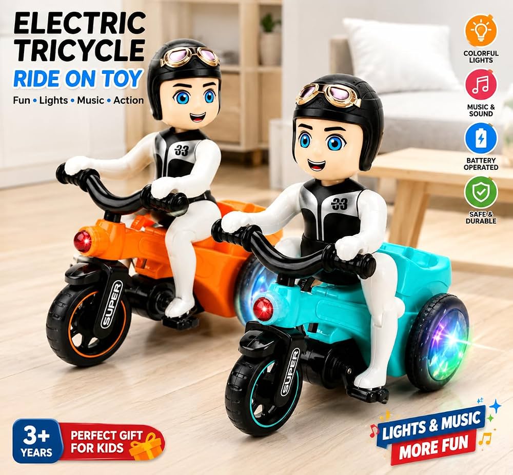 Cool Stunt Three-Wheel Scooter Toy with Lights & Music Set of 2