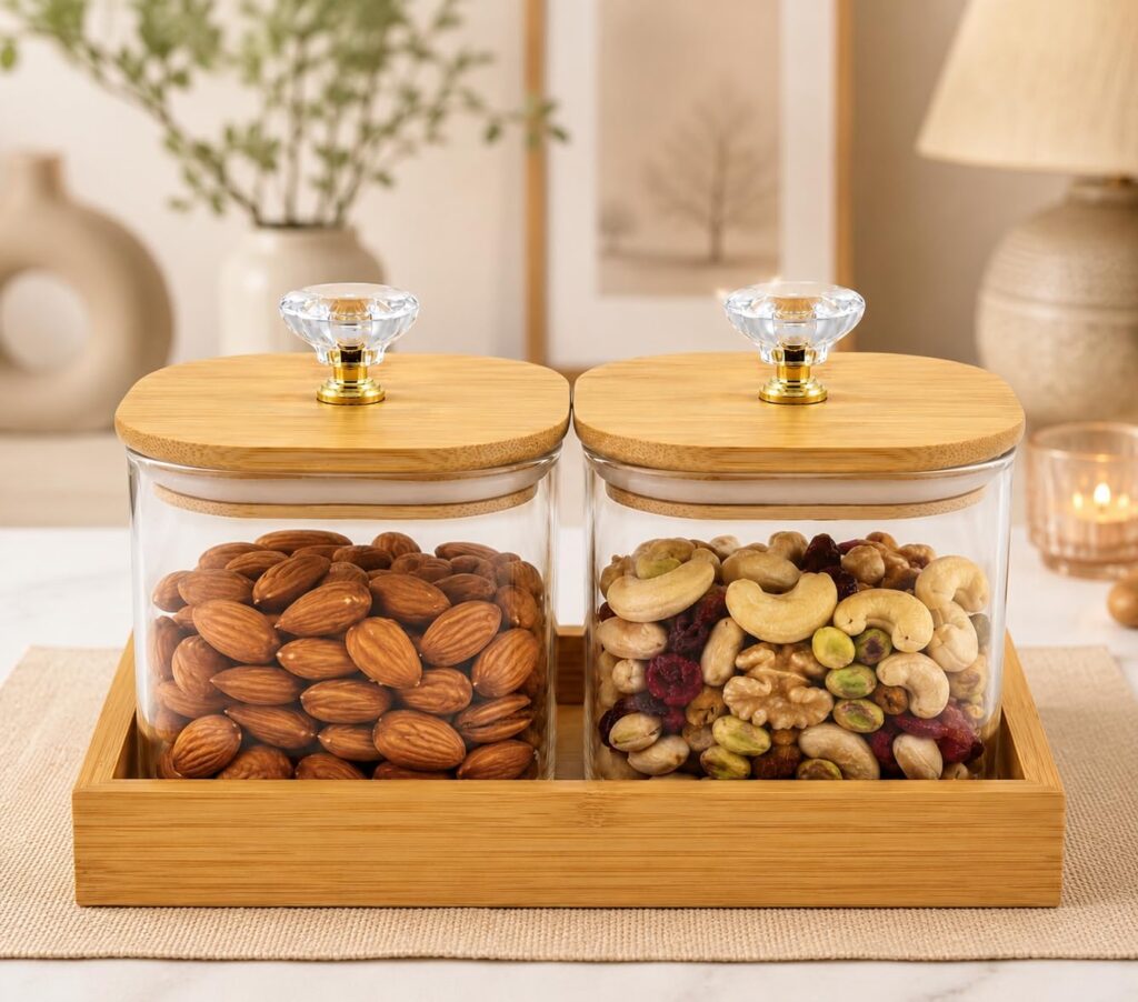 King Kitchen Bamboo Food Container & Dispenser - Set of 2