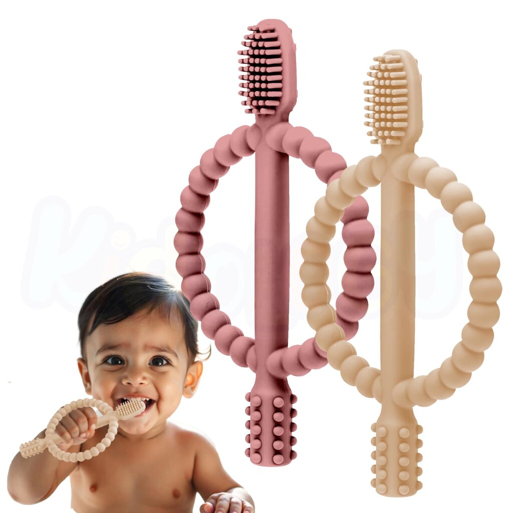 Silicone Baby Toothbrush Teether - Light Brown