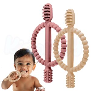 Silicone Baby Toothbrush Teether - Light Brown