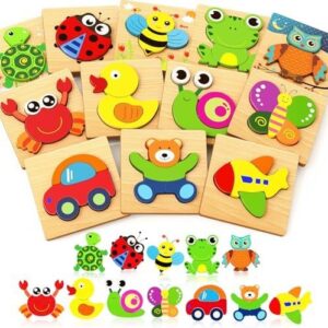 Wooden Jigsaw Puzzle Set 6-Pack Animal Shape Montessori Toy for Kids