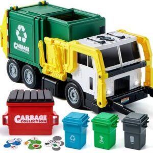 Large Friction-Powered Garbage Truck Toy Set - Green