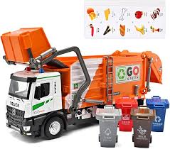 Large Friction-Powered Garbage Truck Toy Set - Orange