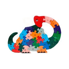 Colorful Wooden Dinosaur-Shaped Puzzle with Numbers