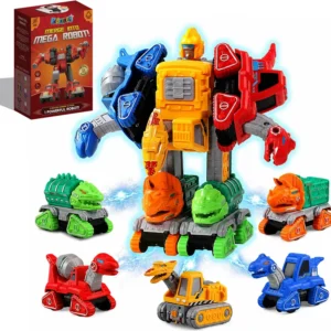 5 DINOSAUR TRUCK DEFORMATION ROBOT TOYS SET