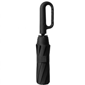Compact Windproof Ring Buckle Umbrella - Black