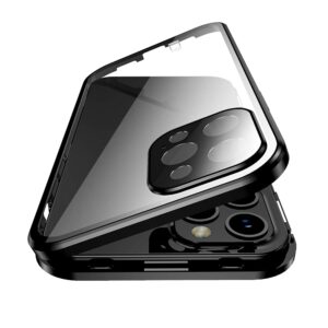 360° Magnetic Case with Double-Sided Tempered Glass - iPhone 12 Pro / Black