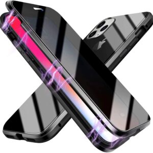 360° Magnetic Case with Double-Sided Tempered Glass - iPhone 12 / Black