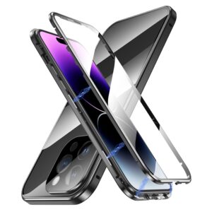 360° Magnetic Case with Double-Sided Tempered Glass - iPhone 14 Pro Max / Silver