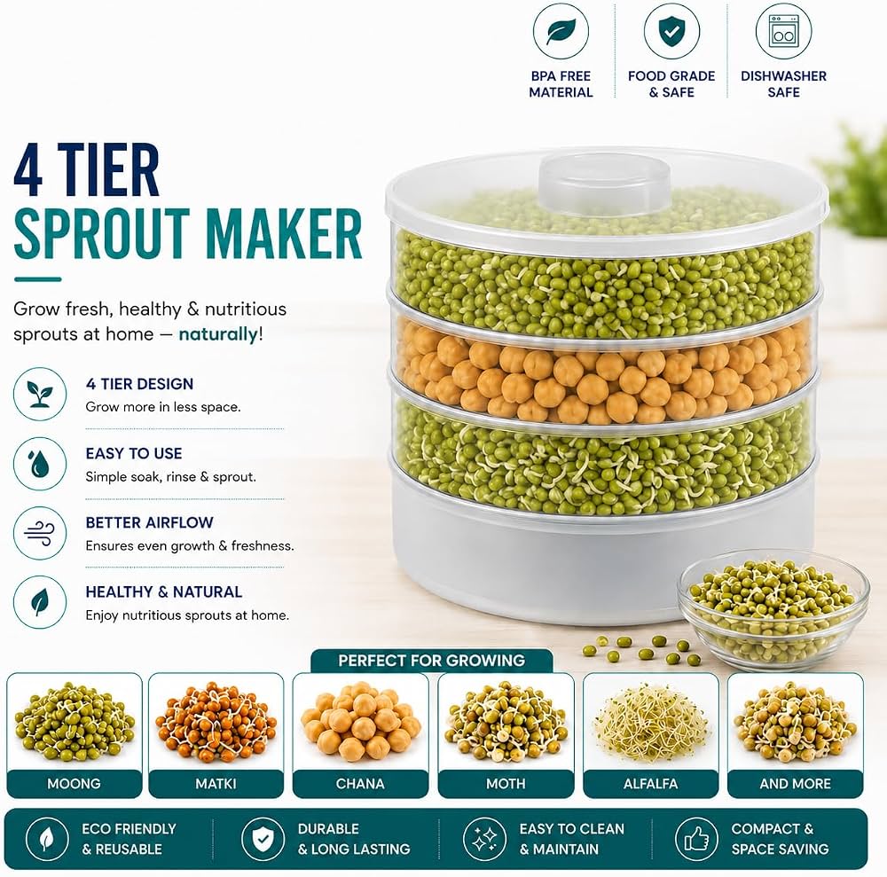 Healthy Living Kitchen Duo Sprout Maker & Sandwich Toaster - Combo (Sprout Maker+Sandwich Maker)