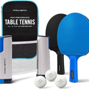 Portable retractable table tennis set - blue