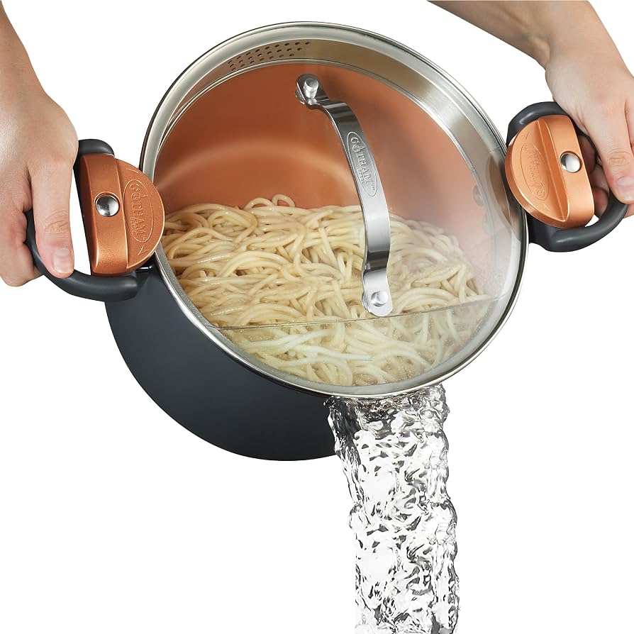 Non-Stick Cooking Pot with Strainer Lid