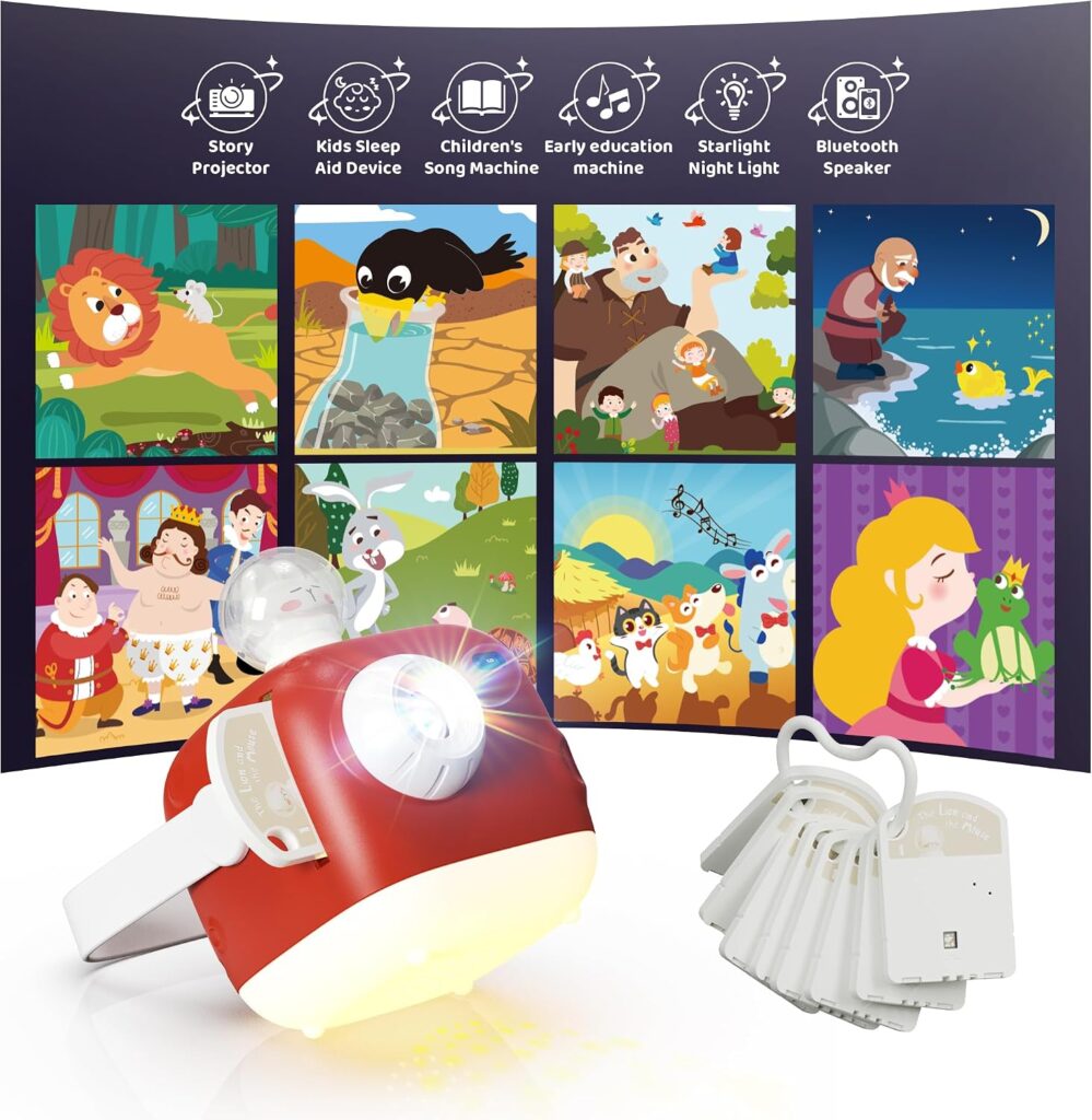 Bluetooth Storybook Projector & Nightlight for Kids - Red