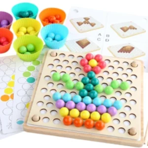 Montessori wooden rainbow beads sorting toy