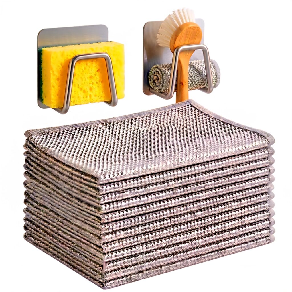 Wall Mount Stainless Steel Sponge Holder - Set of 10