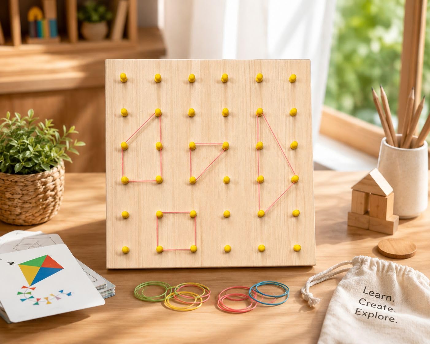 Creative Wooden Geometry Play Board for Kids