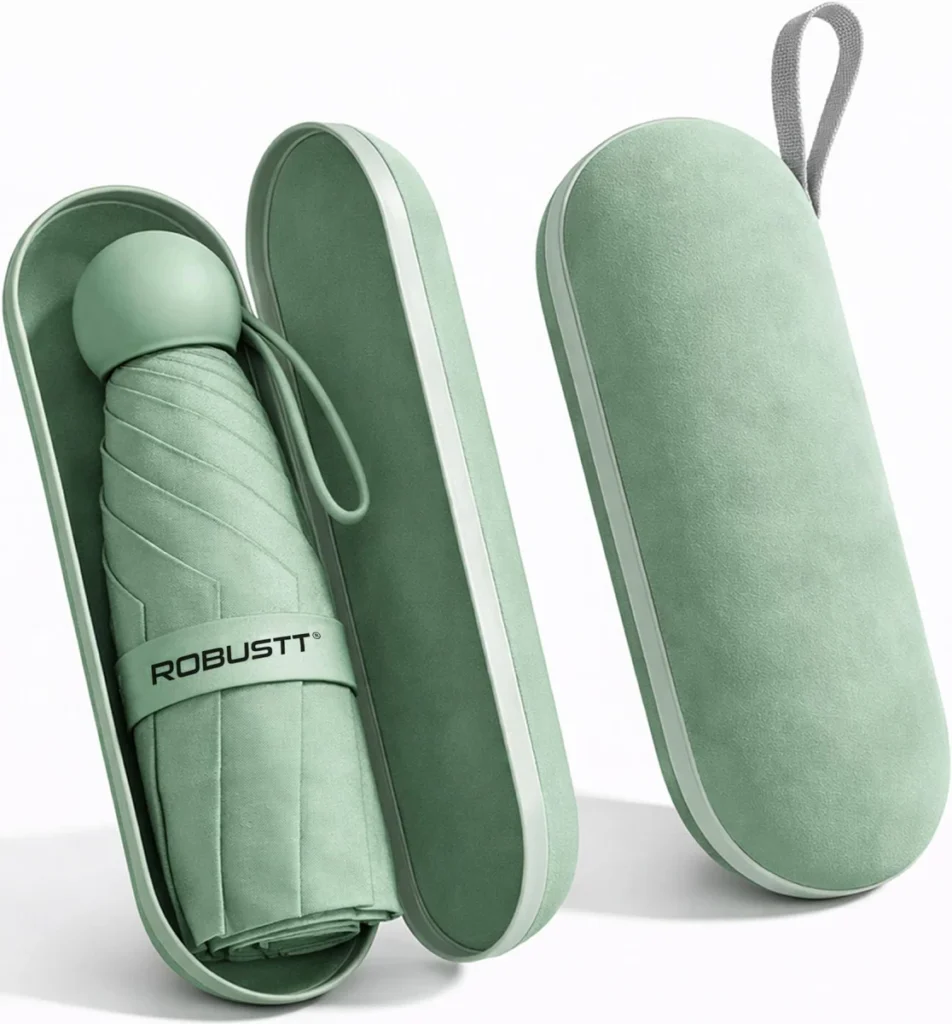 Compact Windproof Ring Buckle Umbrella - Green