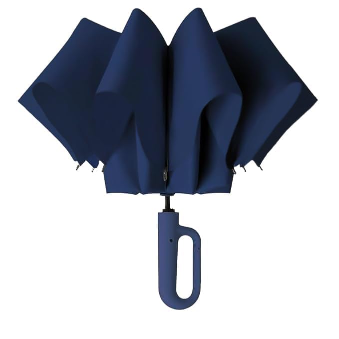 Compact Windproof Ring Buckle Umbrella - Blue