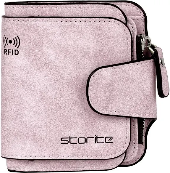 RFID Compact Leather Clutch Wallet